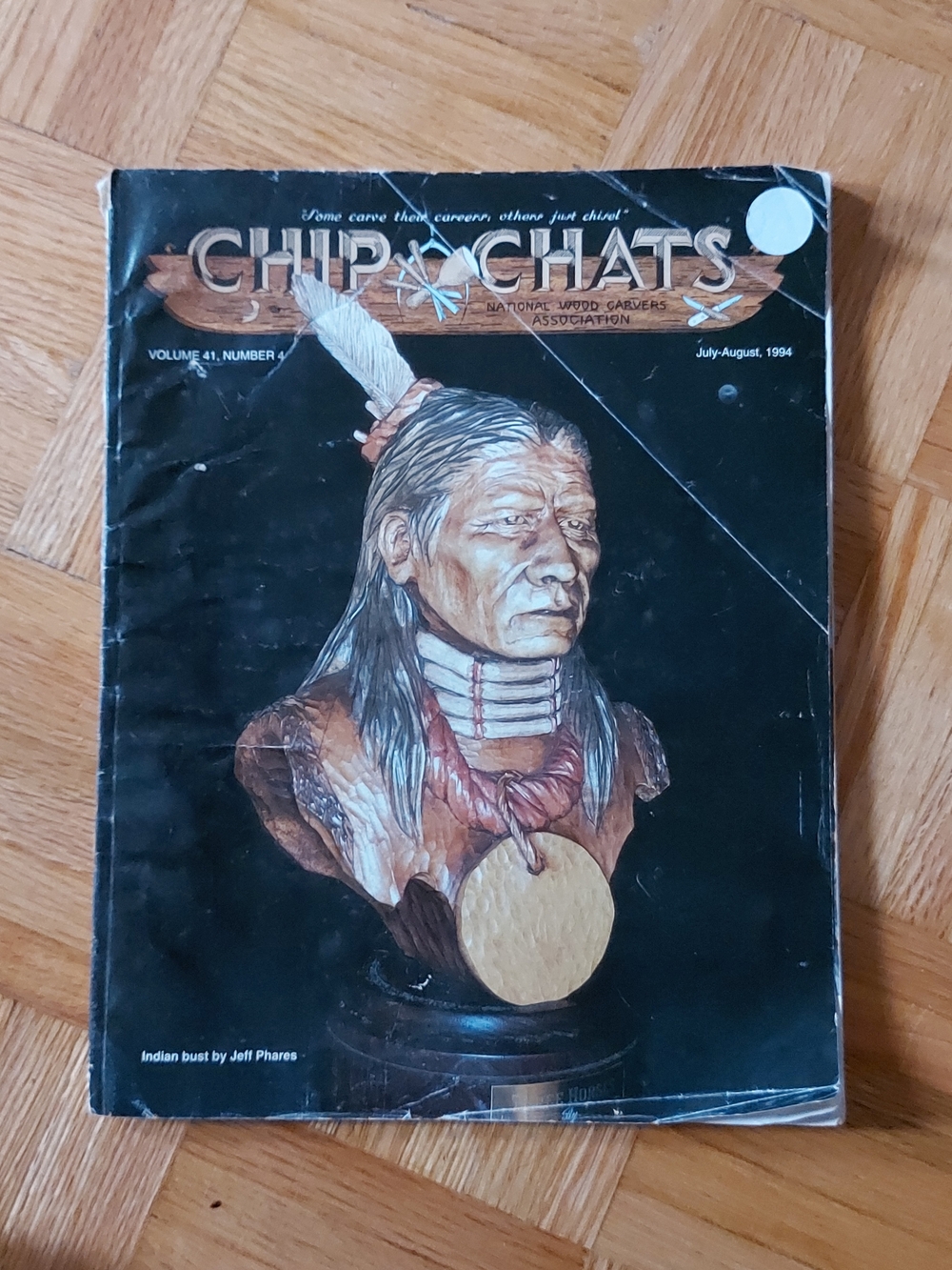 Chip Chats Wood Carving 1994 Magazine — Black Cover with Brown Sculpture Artwork
